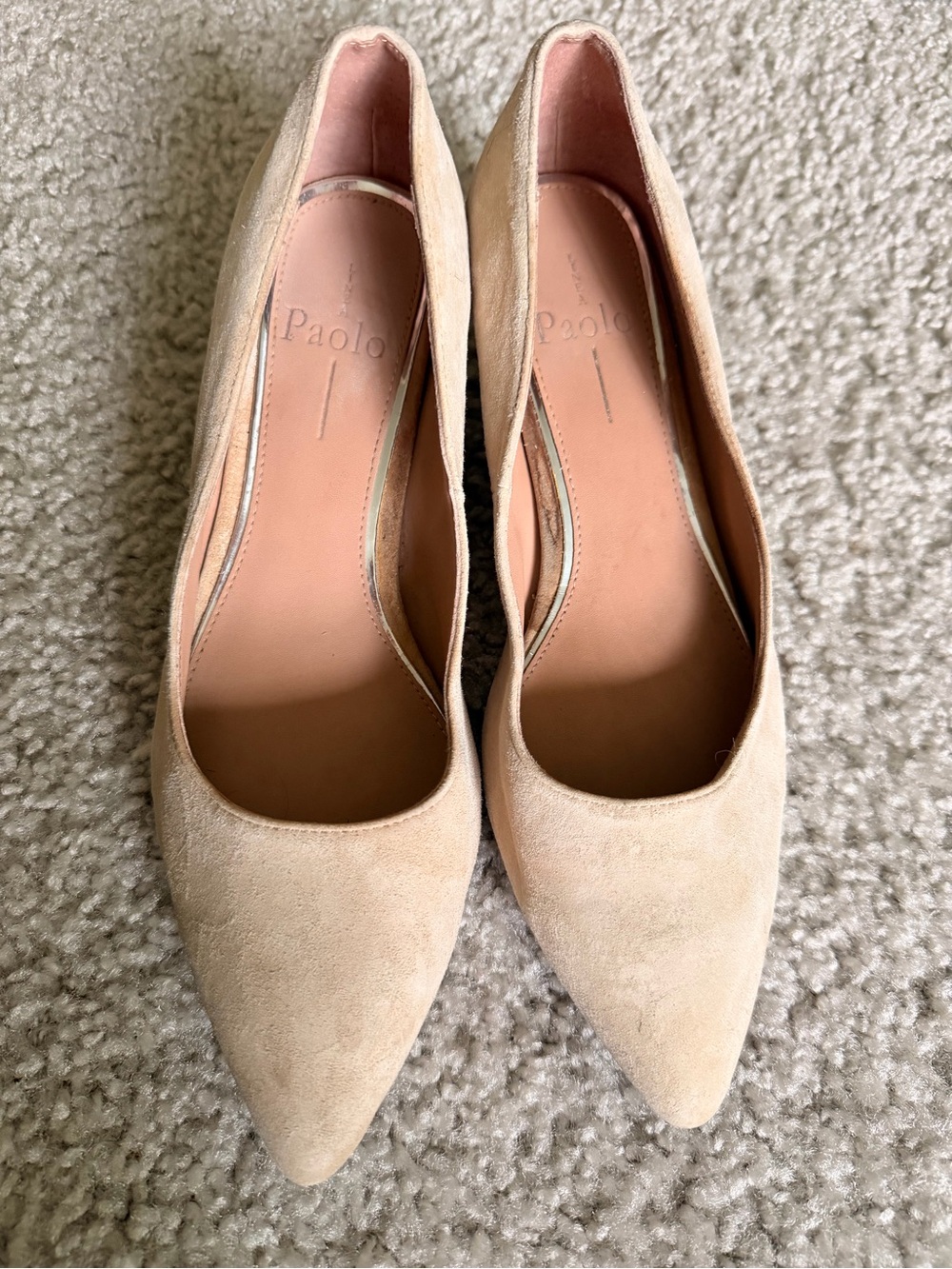 Paolo Nude Suede Pointed-Toe Pumps